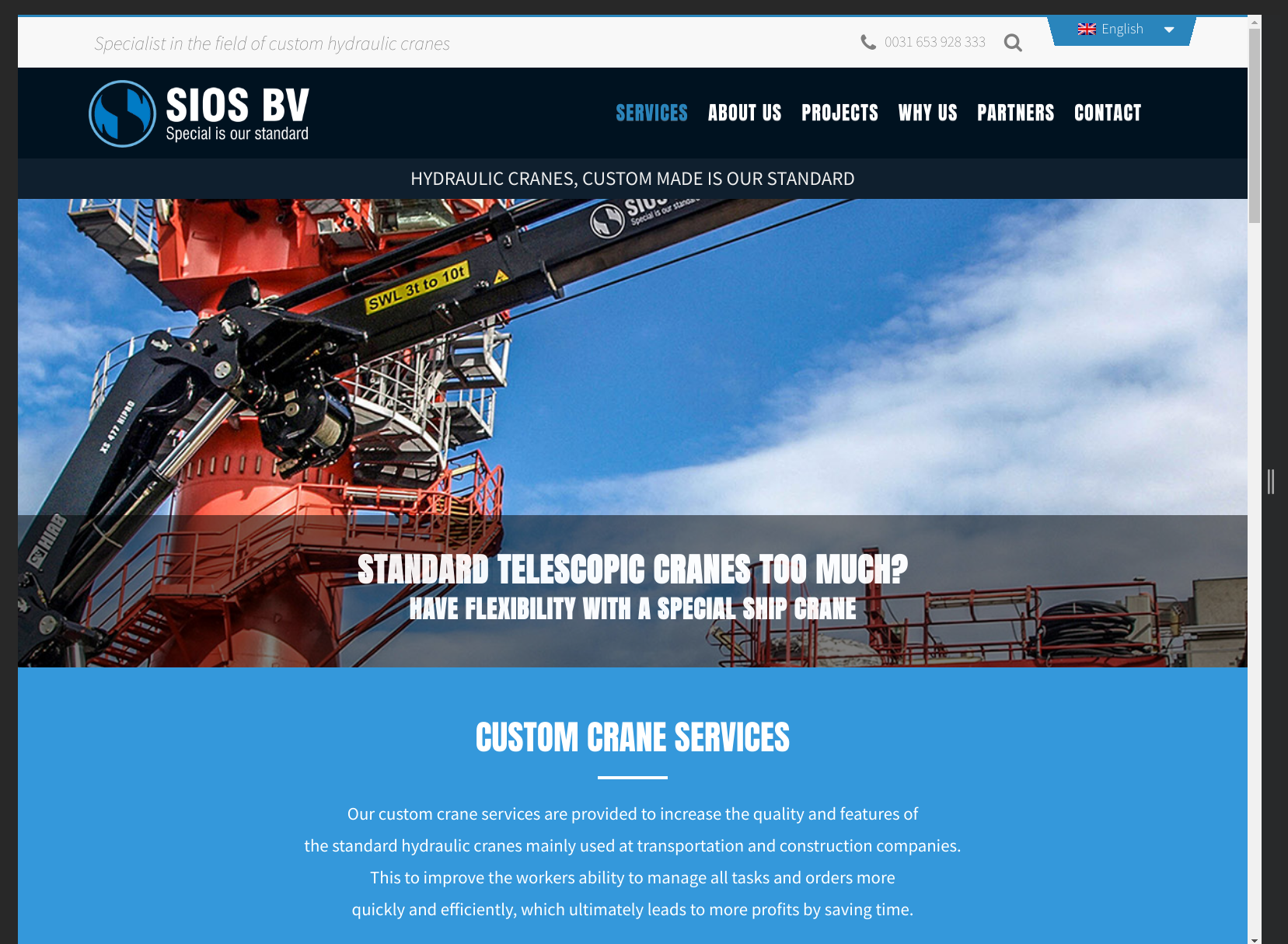SIOS Cranes project portfolio overview page